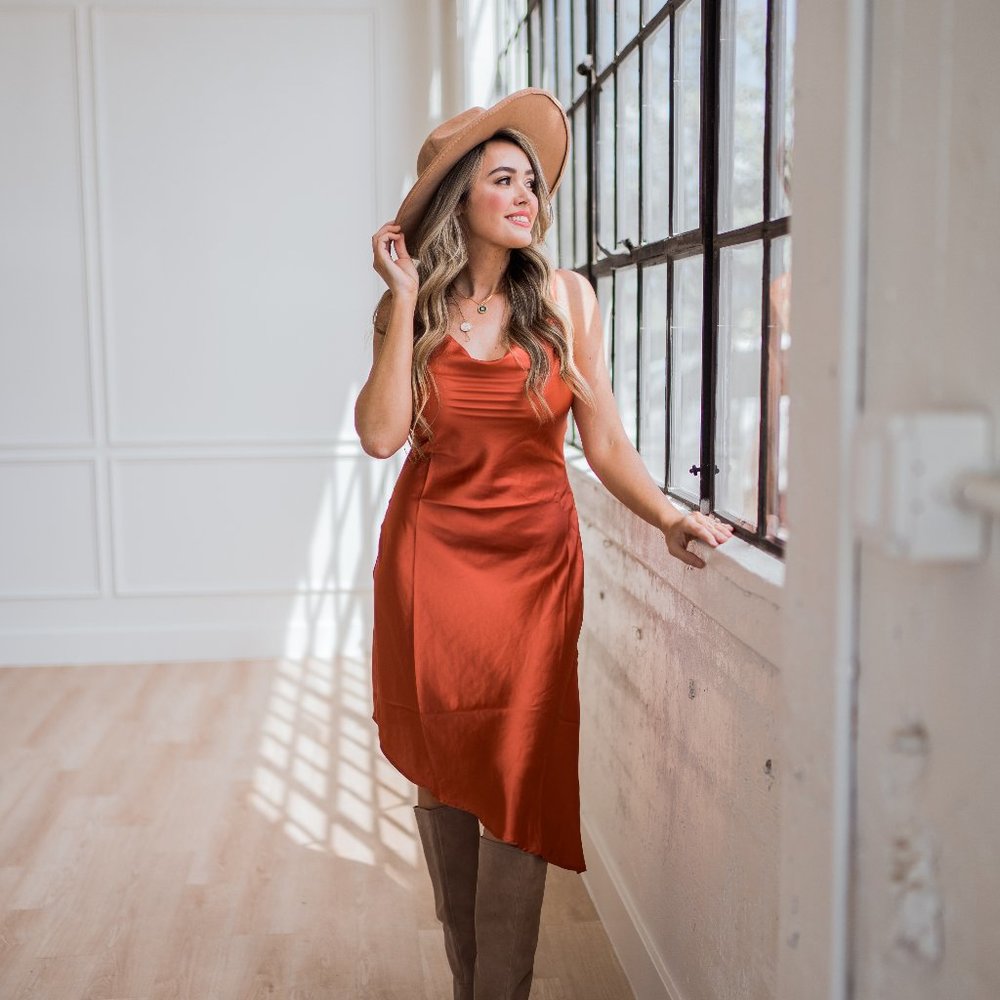 Rust color Midi Dress NWOT